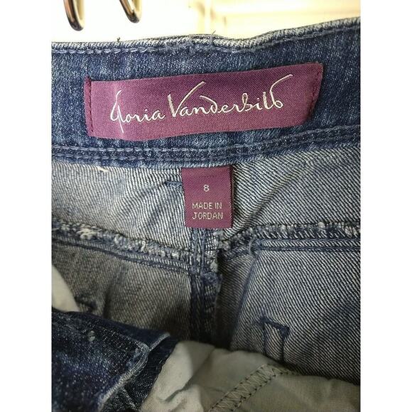 Gloria Vanderbilt Blue Denim Cuff Tab Pocket Capri Jeans. Size 8 - Picture 6 of 9